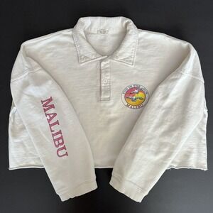 John Gault‎ Malibu Crop Top Sweater, Crop Top Polos, Long Sleeve Crop Tops C9